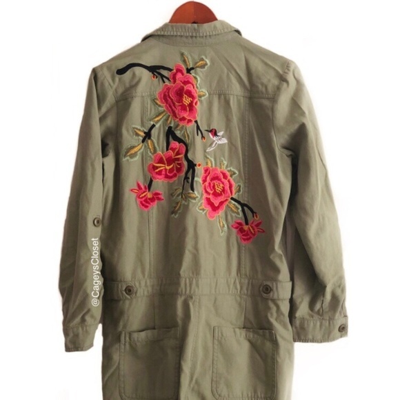 Signature Pants - Signature Utility Jumpsuit with Floral Embroidery